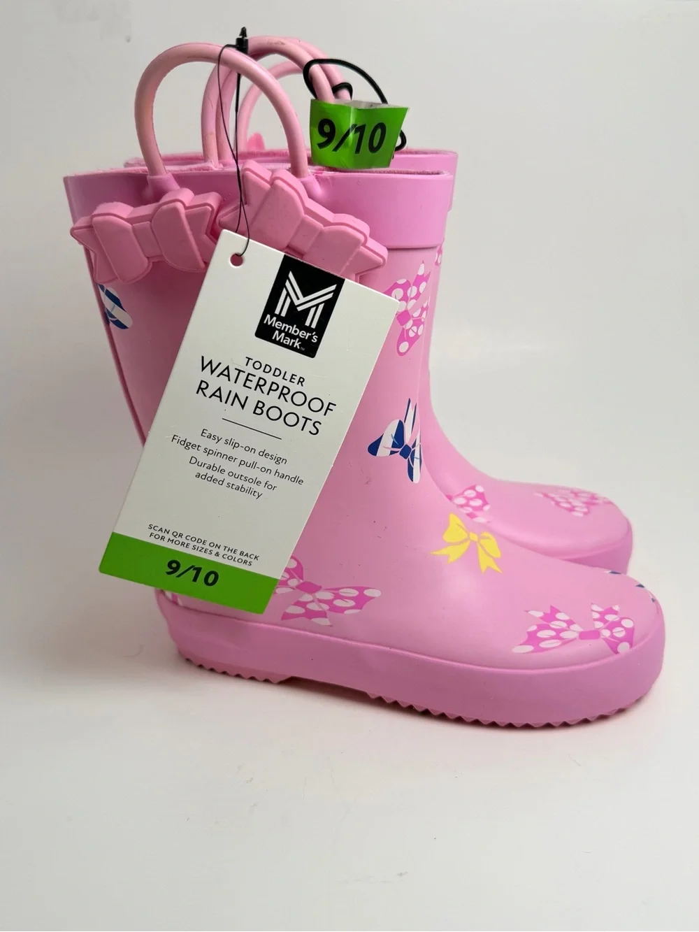 Girls' Pink Butterfly Rain Boots with Bow Handles